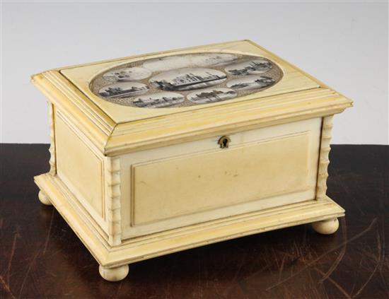 A late 19th / early 20th century Anglo Indian ivory jewellery casket, 8in.